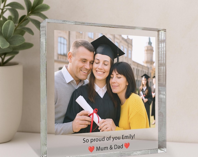 Personalised Name Graduation Acrylic Photo Block, Graduation Gift, University Graduation, Graduation Photo with Message and Free Gift Bag