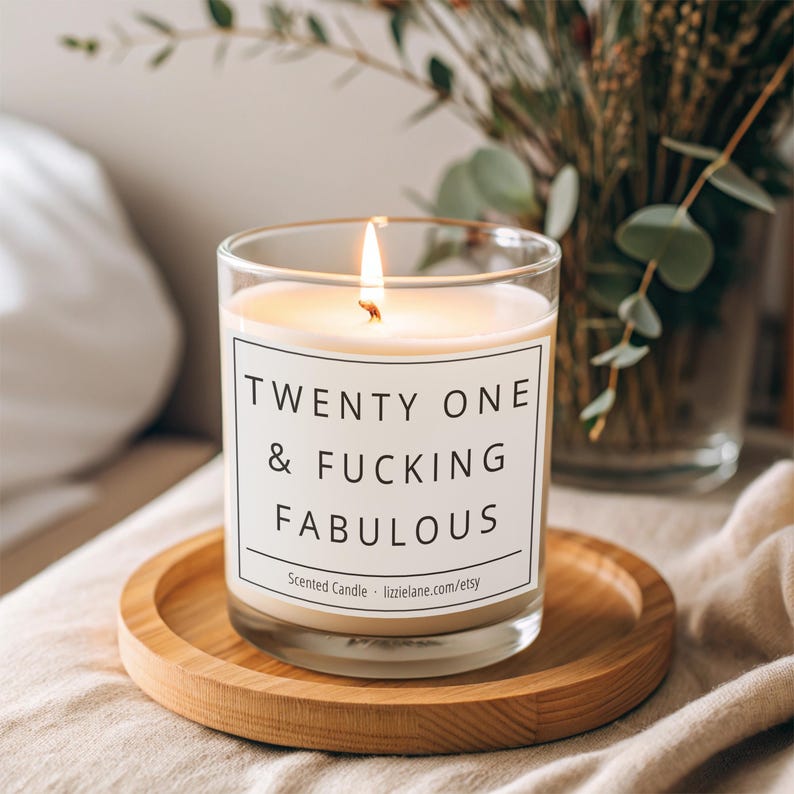 21st Birthday Candle Gift, Twenty One & Fabulous, Funny Present, Milestone Funny Rude image 7
