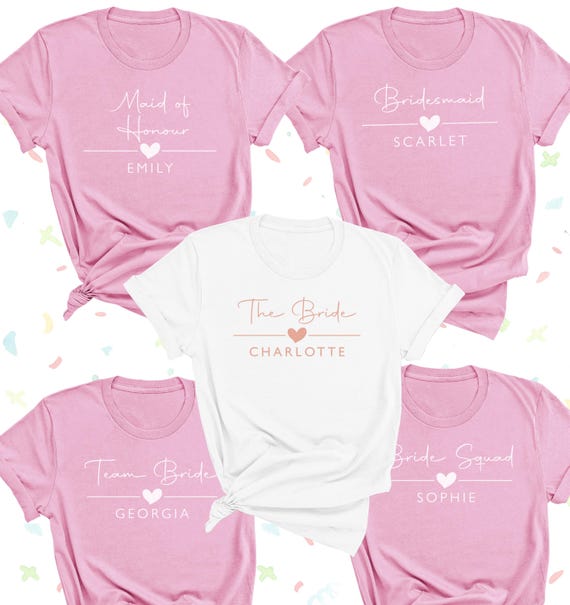 Personalised Hen Party T-Shirt – Pink Bride Team Bride, Custom Bachelorette Tops, Bridesmaid Maid of Honour, Bridal Shower, Bride Tribe