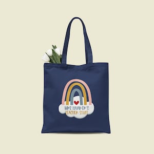 Sac de professeur personnalisé, sac fourre-tout personnalisé pour professeur, n'importe quel nom, sac fourre-tout arc-en-ciel, cadeau pour professeur, cadeau de fin d'études pour professeur, remise des diplômes