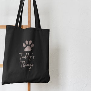 Personalised Dog Stuff Storage Tote Bag, Cotton Dog Stuff Tote Bag, Dog Things Drawstring Bag, Personalised Dog Gift, Dog things Tote Bag