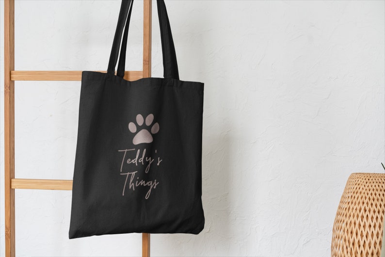 Personalised Dog Stuff Storage Tote Bag, Cotton Dog Stuff Tote Bag, Dog Things Drawstring Bag, Personalised Dog Gift, Dog things Tote Bag