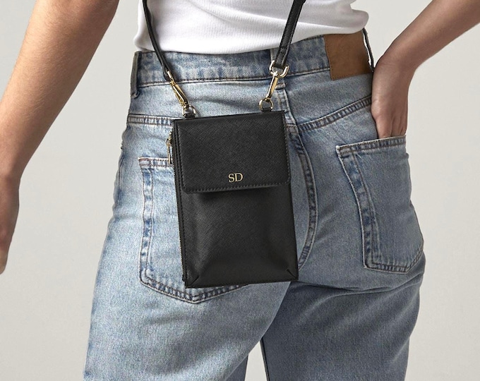 Personalised Phone Bag, Chic Crossbody & Stylish Carry Case, Compact, Lightweight and Safe Mobile Phone Pouch, Monogrammed