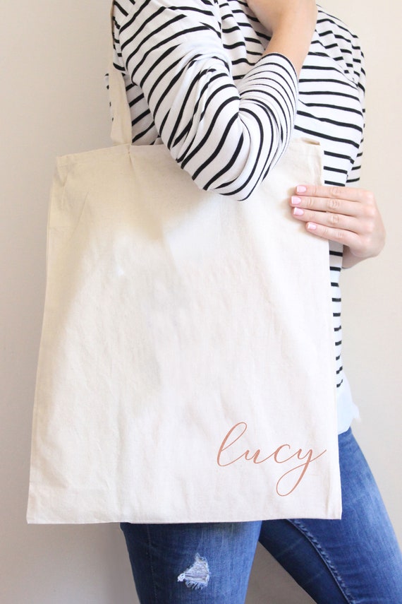 Rose gold top canvas tote bag