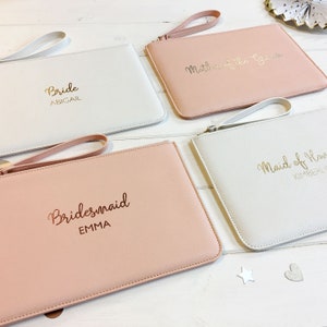 Bridesmaid Gift, Personalised Bridesmaid Pouch, Rose Gold Bridal Pouch, Bridesmaid Gift Pouch, Clutch Bag, Pink Pouch, Hen Party Gifts image 1