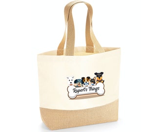 Personalised Dog Bag, Dog Stuff Bag, Dog things Bag, Custom Dogs Name Bag, Dog Mum Gift, Gift for Dog Lover, Puppy Things Bag,New Puppy Gift