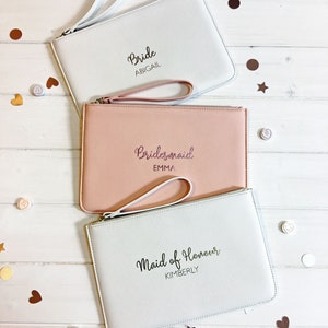 Bridesmaid Gift, Personalised Bridesmaid Pouch, Rose Gold Bridal Pouch, Bridesmaid Gift Pouch, Clutch Bag, Pink Pouch, Hen Party Gifts image 2