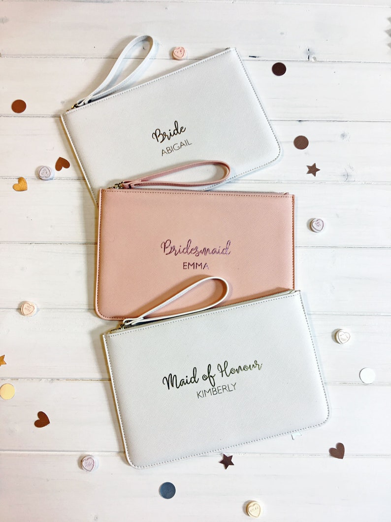 Bridesmaid Gift, Personalised Bridesmaid Pouch, Rose Gold Bridal Pouch, Bridesmaid Gift Pouch, Clutch Bag, Pink Pouch, Hen Party Gifts image 2