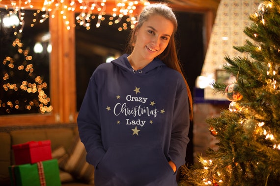 Crazy Christmas Lady Hoodie, Personalised Christmas Hoodie For Her, Xmas Jumper, Christmas Hoodie, Christmas Jumper, Christmas Hoody