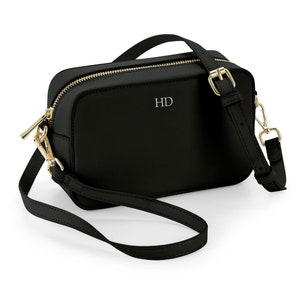 Personalised Vegan Leather Cross Body Bag, Detachable Straps, Birthday Gift For Her, Wife Gift, Monogrammed Faux Leather Crossbody Bag Gift image 6