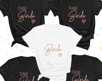 チームブライドシャツ、ブライドシャツ、ブライドスクワッドTシャツ、ヘンパーティーTシャツ、バチェロレッテパーティーTシャツ、ブライダルパーティーTシャツ