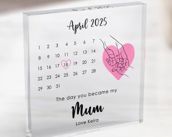 Cuore personalizzato "Il giorno in cui sei diventata la mia mamma" da figlia a figlio, Festa della mamma, Compleanno, Regalo per neomamme, Prima festa della mamma, Con sacchetto regalo