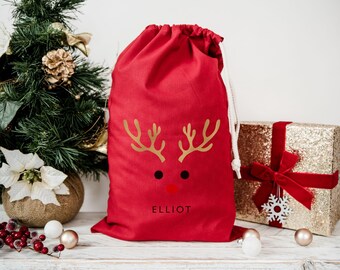 Santa's Sack Christmas Gift Bag - Funny Canvas Stocking Bag For Gifts