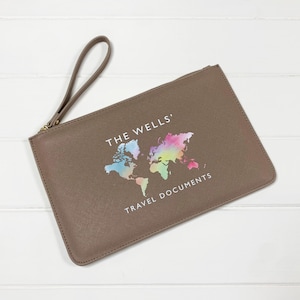 Personalised Travel Document Wallet, Family Passport Holder, Vegan Leather Travel Folder, Custom Passport Pouch, Travelling Gift image 9