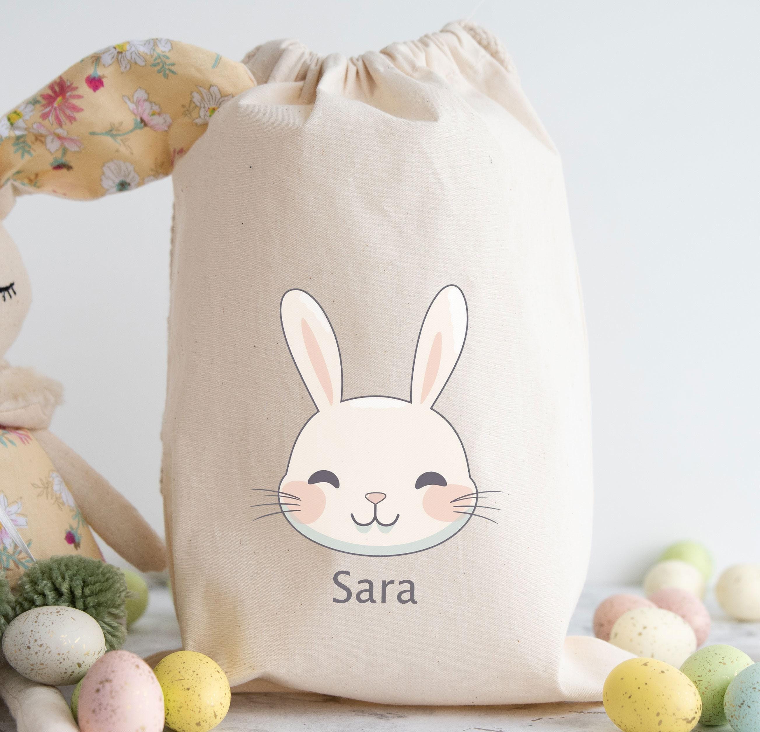 Cestino Pasquale Personalizzato Con Nome – Borsa A Forma Di Coniglio – Tela Resistente 47x20 Cm – Per Caccia Alle Uova – Riutilizzabile – Regalo Unico Per Bambini E Bambine