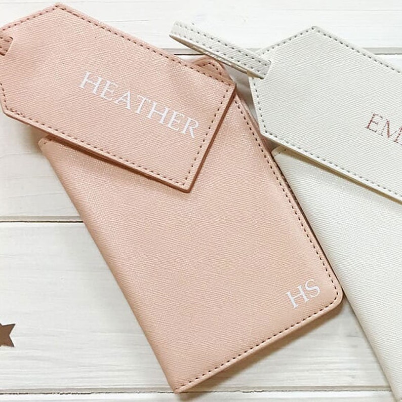 Personalised Passport Holder Set, Initial Passport Holder and Luggage Tag, Personalised Luggage Tag, Bridesmaid Gifts,Bride To Be Passport image 4