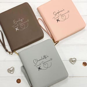 Family Passport Travel Documents Holder, Personalised Name Organiser, Luxury Adventure Airport Booking Vegan Leather Pouch Holiday Wallet
