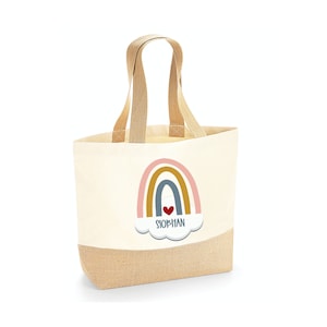 Borsa tote grande personalizzata, borsa shopper grande, borsa Uni, borsa shopping personalizzata arcobaleno, borsa grande per libri, borsa stampata personalizzata, borsa grande
