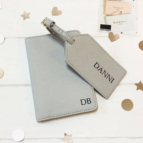 Personalised passport cover and luggage tag set Clearance