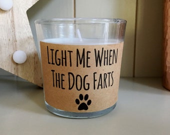 Scented candle, funny candle, dog lover gift, dog candle, fun gift for men, gift for dad, joke gift, dog fart, cat fart, funny anniversary