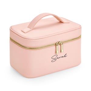 Personalised Vanity Makeup Case, Custom Cosmetic Bag with Name, Toiletry Bag, Bridesmaid Bag, Custom Make Up Bag, Jewellery Box,Faux Leather image 4