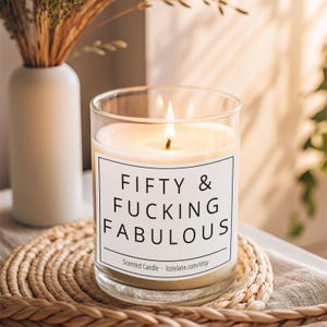 Cadeau de 50e anniversaire pour femme, cinquante et une bougie fabuleuse, cadeau d'anniversaire amusant pour les 50 ans, bougie parfumée, 50e cinquantième, cadeau drôle et grossier d'étape importante