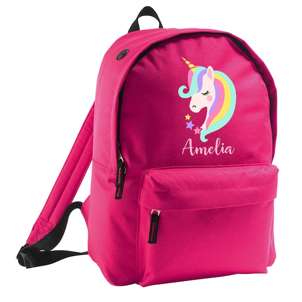 Sac licorne personnalisé, sac à dos personnalisé pour filles avec prénom et licorne, rentrée des classes, sac à dos licorne pour tout-petits, mini sac à dos école