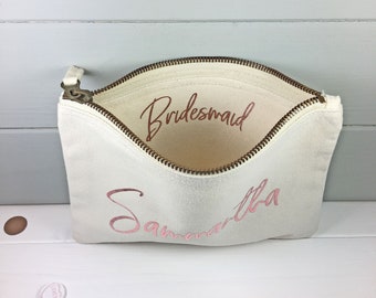 Personalised Rose Gold Makeup Bag, Bridesmaid Gift, Makeup Bag Rose Gold, Bride To Be Gift, Rose Gold Hen Party Gift, Hen Night Accessories.