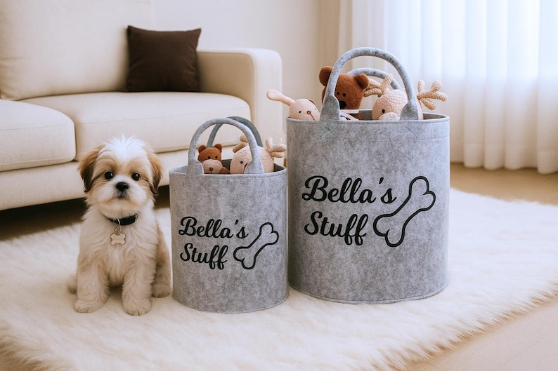 Custom Made Dog Toy Box, Personalised Pet Storage Basket, Dog Toy Basket, Dog Gift , Pet Homeware, New Puppy Gift, Dog Toy Storage image 4