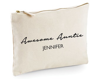 Personalisierte Super Tante Weihnachtsgeschenk Make-up Tasche, Weihnachten Tante Geschenk, personalisierte Geschenke für sie, Super Tante Geburtstagsgeschenk