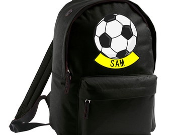 Personalised Boys Football Backpack with ANY NAME, Children Kids School Rucksack, Back to School Bag, Football School Bag, Football Rucksack