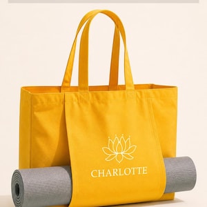 Personalised Yoga Bag with Name, Lotus Design Yoga Tote Bag, Custom Yoga Mat Bag, Organic Pilates & Meditation Bag, Yoga Gift for Her image 10
