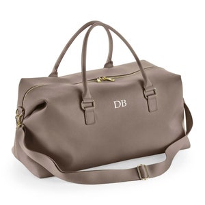 Personalisierte Wochenendtasche, Reisetasche, Brauttasche, Brauttasche, Krankenhaustasche, Hochzeitstasche, Hennetasche, personalisiertes Geschenk, Monogrammtasche Taupe