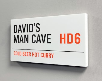 Personalised Man Cave Sign Custom Door Plaque for Dad Gaming Room or Bar Father's Day Gift Home Bar Decor for Men, Gift for Him, Office Sign