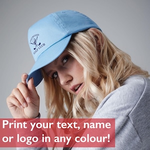 Personalised Baseball Cap, Custom Printed Cap or Hat with Text or Logo For Business Promotions, Sports and Casual Wear, Plain Adults Unisex