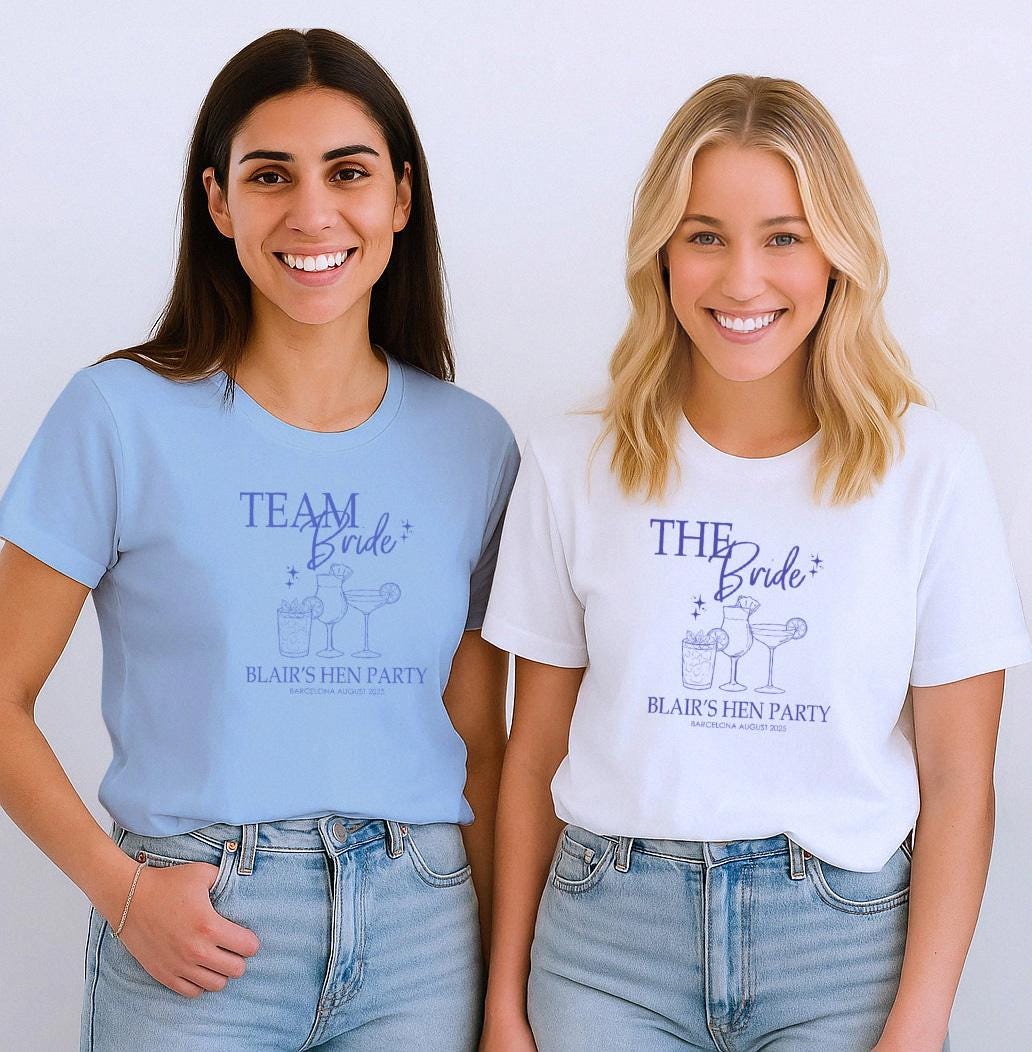 Blue Team Bride Bridal Party Shirts Bachelorette Party Tops ...