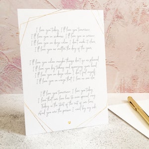 Verlobte / Verlobte Hochzeit Morgengeschenk, Braut Bräutigam Gedicht, Hochzeitsgedicht 'I Love You', Ehemann Frau Hochzeit 5x7 ""Gedicht, Copyright Clare Designs."