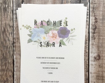 Rustic Wedding Invitation, Floral Wedding Invitation, Modern, Colourful Wedding, Barn, Outside, Natural, Flowers, Copyright Clare Designs,