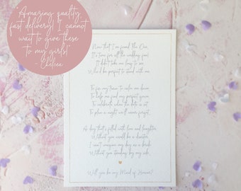 Bridesmaid/Maid of Honour Proposal Poem, Will you be my Bridesmaid? Print; Will you be my Maid of Honour? Poem Gift, Copyright Clare Designs