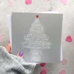 Ano que vem seremos Sra. e Sra. Cartão de Natal, Feliz Natal Noivo Noivo Esposa Marido, Último Natal como uma Senhorita, Copyright Clare Designs