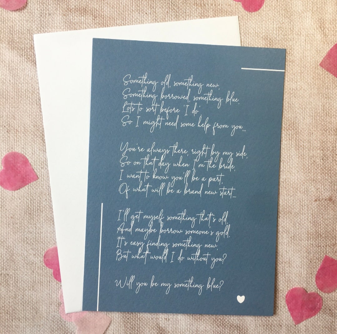 Will You Be My Something Blue Poem, 5x7 Print, Wedding, Sister, Old New Borrowed, Bridesmaid