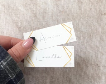 Minimal Marble Geometric Wedding Guest Place Names, Gold, Marble Stationery, Flat, Wedding Table Decor, Setting, Copyright Clare Designs