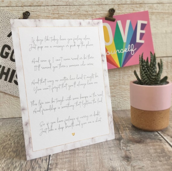 Positivity Poem 'You are not alone', Printed Mental Wellbeing Poem, Get Well Soon, Thinking of You Card/Poem, Copyright Clare Designs
