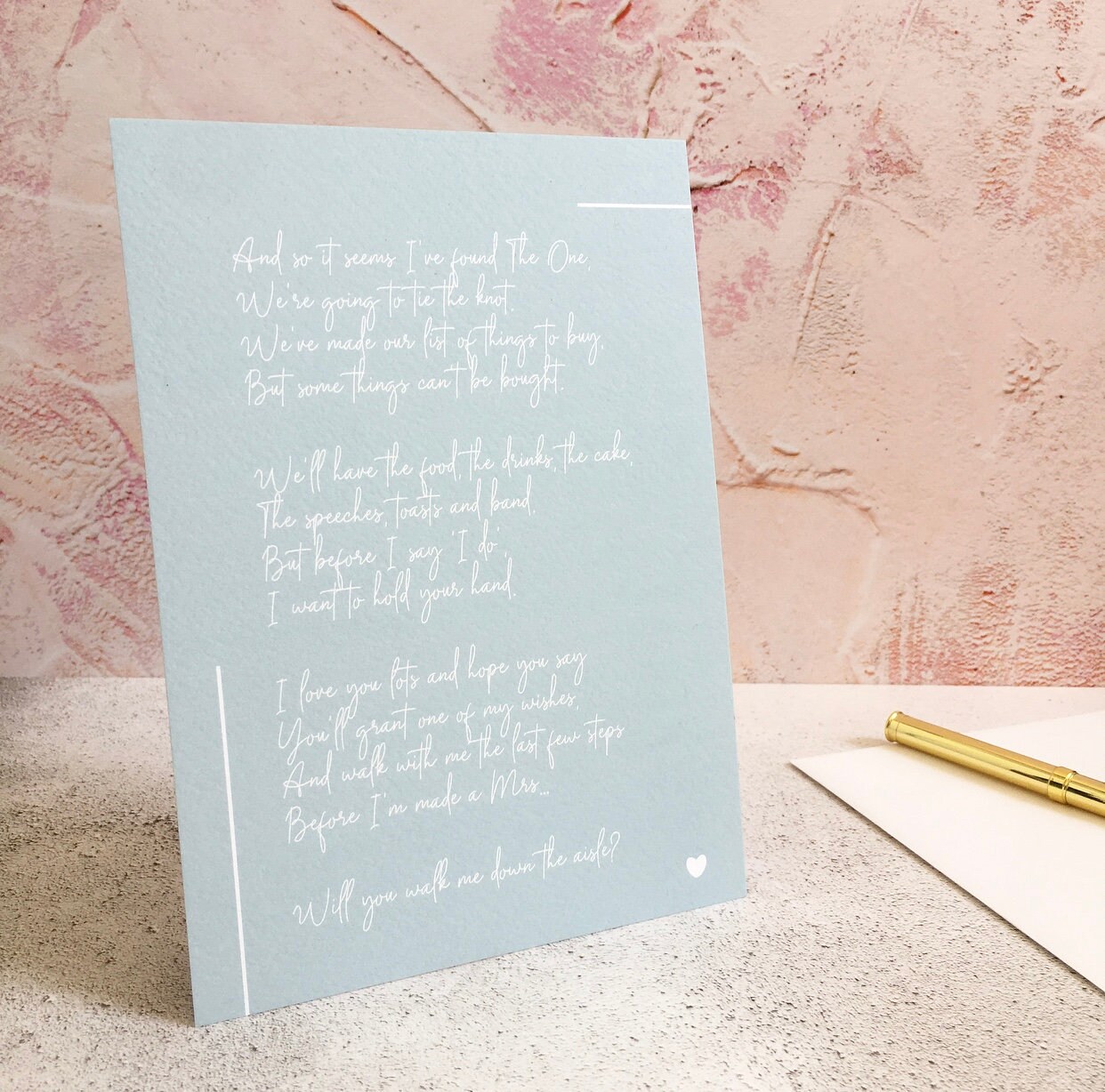 Will you walk me down the aisle? Poem Print