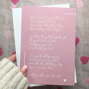 Will you walk me down the aisle? Poem Print in Dusky Pink, 5x7&quot; Print, Ivory, Blue, Copyright Clare Designs; Mum, Brother, Dad, Grandad Poem