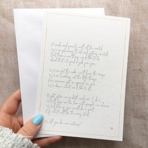 Vuoi essere il nostro testimone? Stampa di poesia, poesia per cerimonia di matrimonio, regalo per festa di nozze, stampa 13x18 cm, mamma, papà, migliore amica, copyright Clare Designs