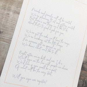 Firmerai il nostro registro? Scarica e stampa la versione, download digitale della poesia di matrimonio, cerimonia, genitore, damigella d'onore, Copyright Clare Designs