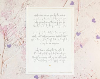 Poem for Bride from Bridesmaids/Maid of Honour, Gift to Bride on Morning of Wedding from MOH/BMs Friend, 5x7&quot; Print, Copyright Clare Designs