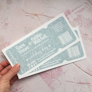 Ticket-Style Wedding Invitation, Festival, Film Themed Wedding Invitations, Train Ticket, Travel, Vintage Style, Copyright Clare Designs