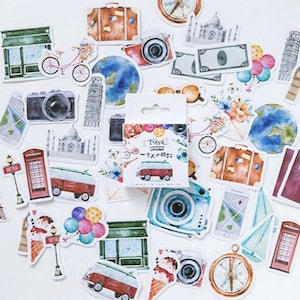 46pcs Travel Sticker Pack, Journaling,Planner, journal,Diary Stickers ,Travel stickers